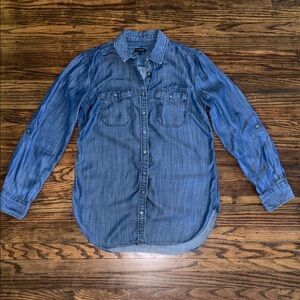 Talbots Chambray Denim Shirt Lyocell Button Down Women Soft Casual Size S
